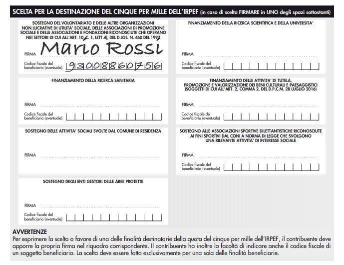 Dona il 5x1000 a CTM con dichiarazione unica